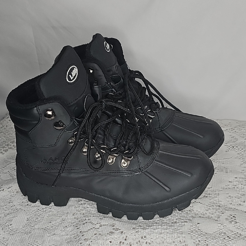 Labo Waterproof Snow Winter Black lace up Boots Sz 6